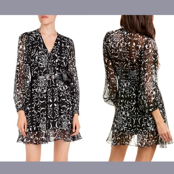 NWT The Kooples [‎ 2 (M) ] Coromandel Crinkle Textured Botanical Dress - Picture 3 of 12